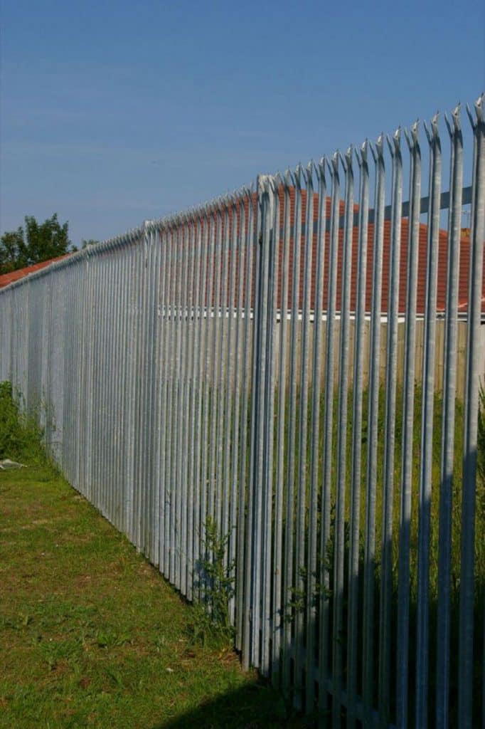 silver metal fence