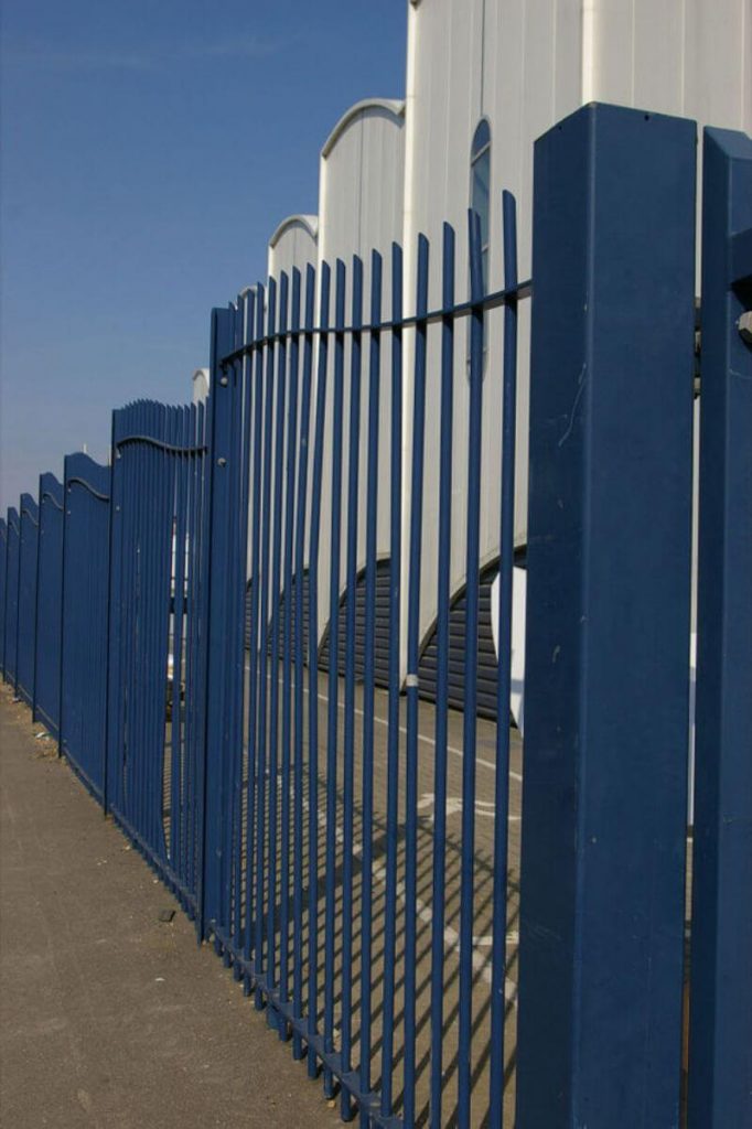 Blue metal fencing